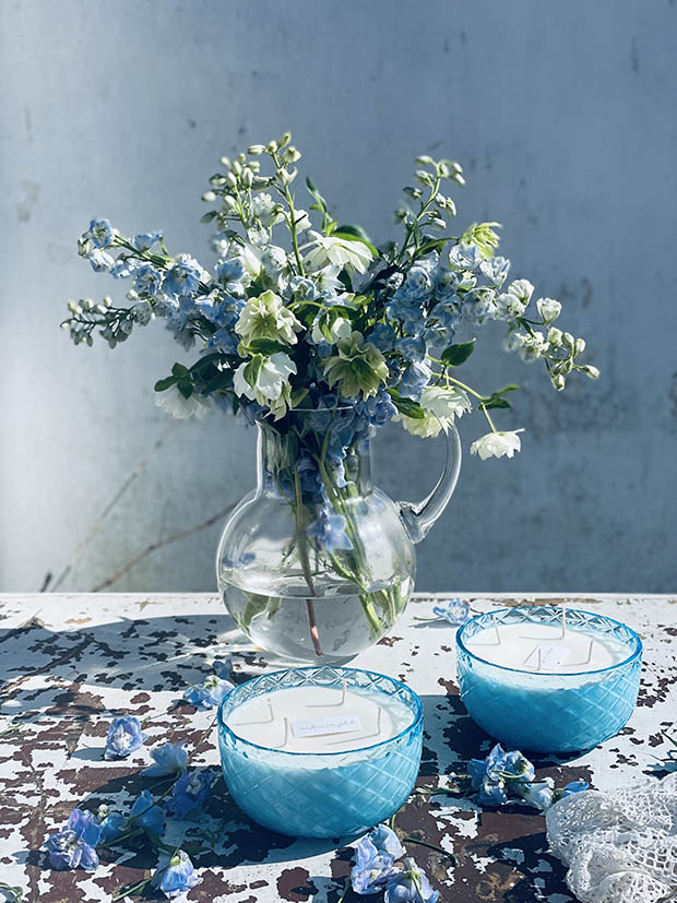 Přírodní svíčka/miska v tyrkysovém křišťálu "Crystalka" - Obrázek 4