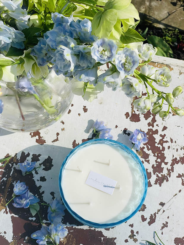 Přírodní svíčka/miska v tyrkysovém křišťálu "Crystalka" - Obrázek 5