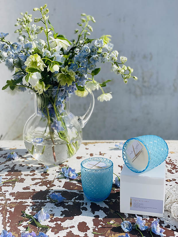 Přírodní svíčka v tyrkys křišťálu "Crystalka" - Obrázek 3