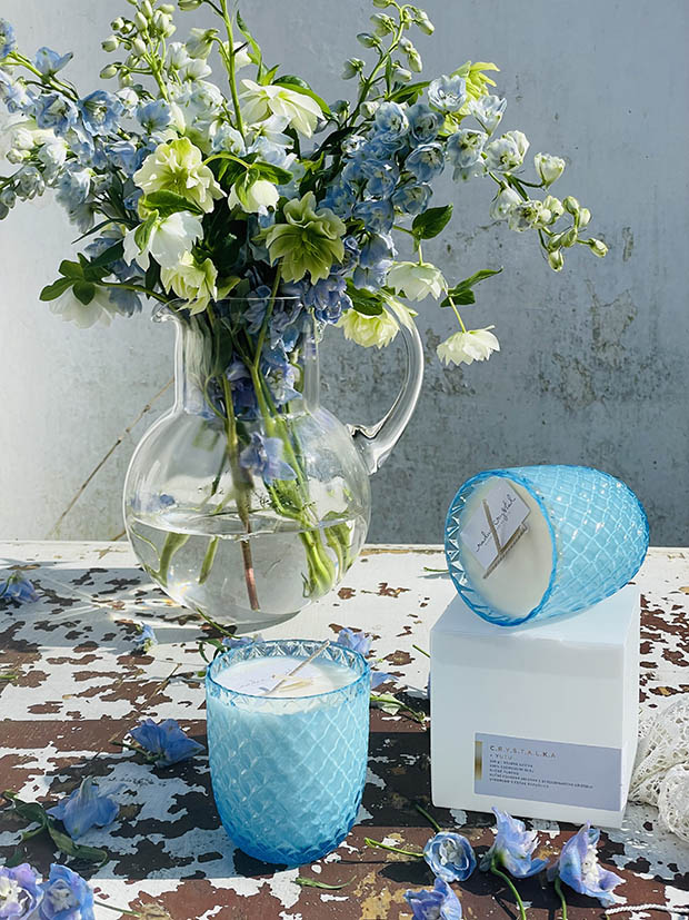 Přírodní svíčka v tyrkys křišťálu "Crystalka" - Obrázek 5