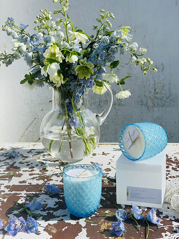 Přírodní svíčka v tyrkys křišťálu "Crystalka" - Obrázek 6