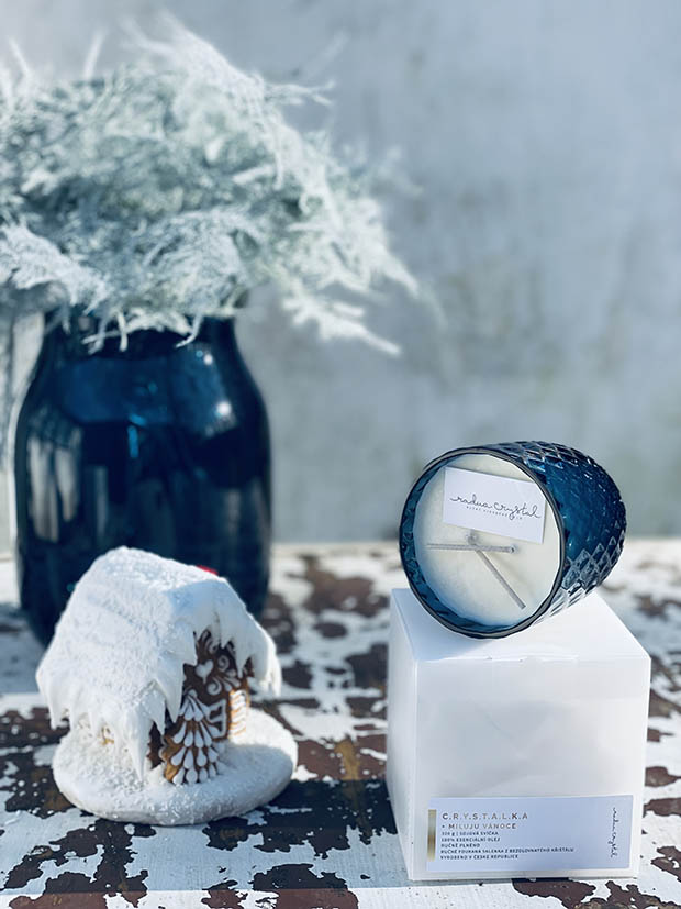 Přírodní svíčka v křišťálu modrý kouř "Crystalka" - Obrázek 4