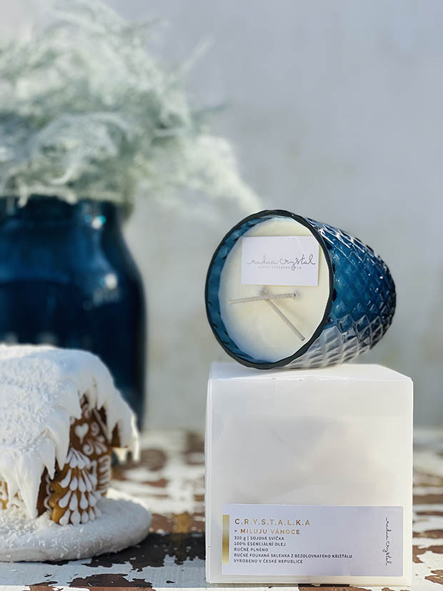 Přírodní svíčka v křišťálu modrý kouř "Crystalka" - Obrázek 5