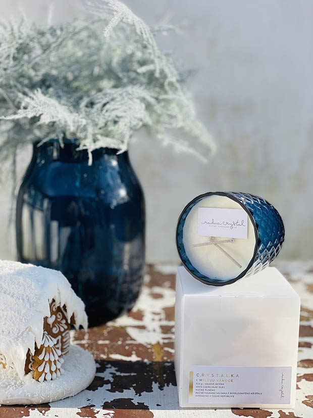 Přírodní svíčka v křišťálu modrý kouř "Crystalka" - Obrázek 3
