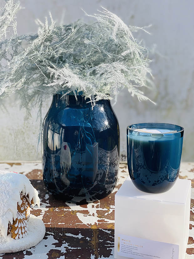 Přírodní svíčka v křišťálu modrý kouř "Marie" - Obrázek 6