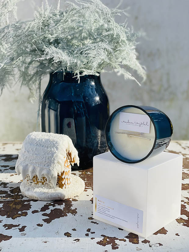 Přírodní svíčka v křišťálu modrý kouř "Marie" - Obrázek 4