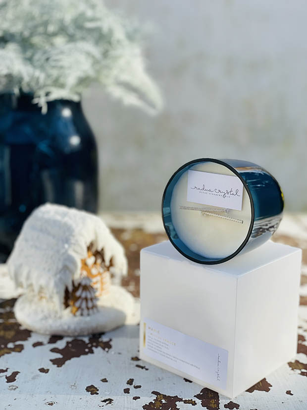 Přírodní svíčka v křišťálu modrý kouř "Marie" - Obrázek 7