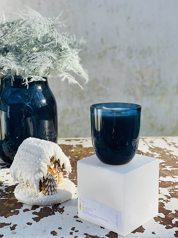 Přírodní svíčka v křišťálu modrý kouř "Marie" - Obrázek 3