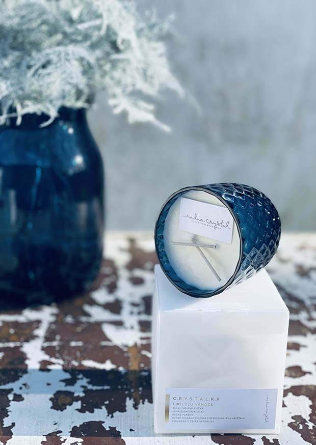 Přírodní svíčka v křišťálu modrý kouř "Crystalka" - Obrázek 6