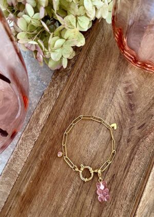 Náramek s růžovým medvídkem na karabince