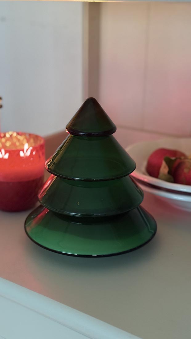 Stromeček v barvě smaragd z ručně foukaného křišťálového skla se svíčkou - Obrázek 8