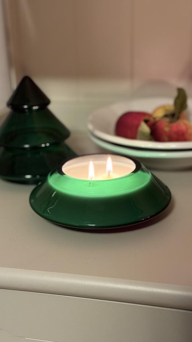 Stromeček v barvě smaragd z ručně foukaného křišťálového skla se svíčkou - Obrázek 9