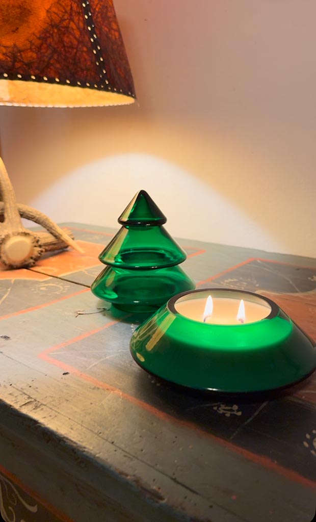 Stromeček v barvě smaragd z ručně foukaného křišťálového skla se svíčkou - Obrázek 11
