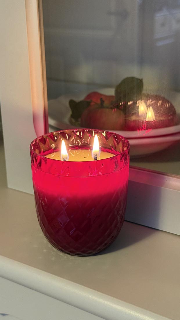 Přírodní svíčka v křišťálu GRANÁT “Crystalka”