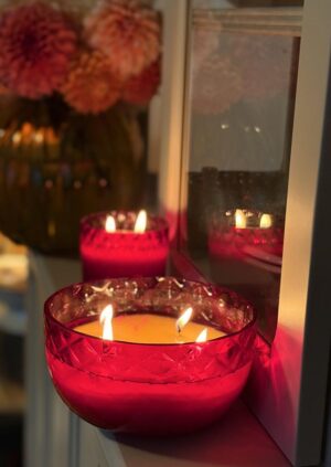 Přírodní svíčka/miska v křišťálu GRANÁT “Crystalka”