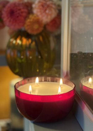 Přírodní svíčka/miska v křišťálu GRANÁT “Marie”