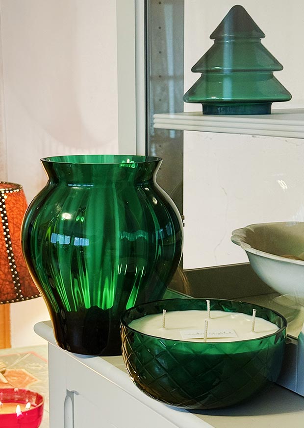 Přírodní svíčka/miska v křišťálu SMARAGD "Crystalka"