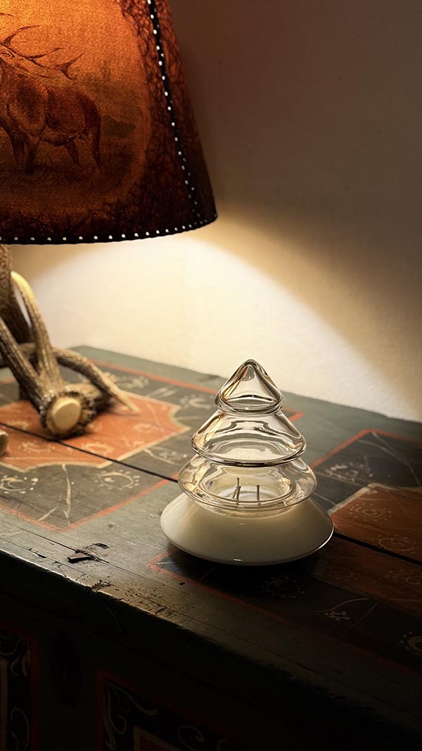 Stromeček z ručně foukaného čirého křišťálového skla se svíčkou - Obrázek 6