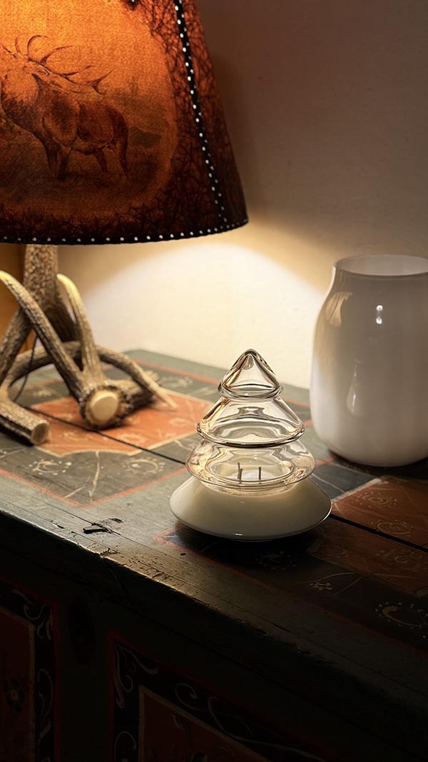 Stromeček z ručně foukaného čirého křišťálového skla se svíčkou - Obrázek 5