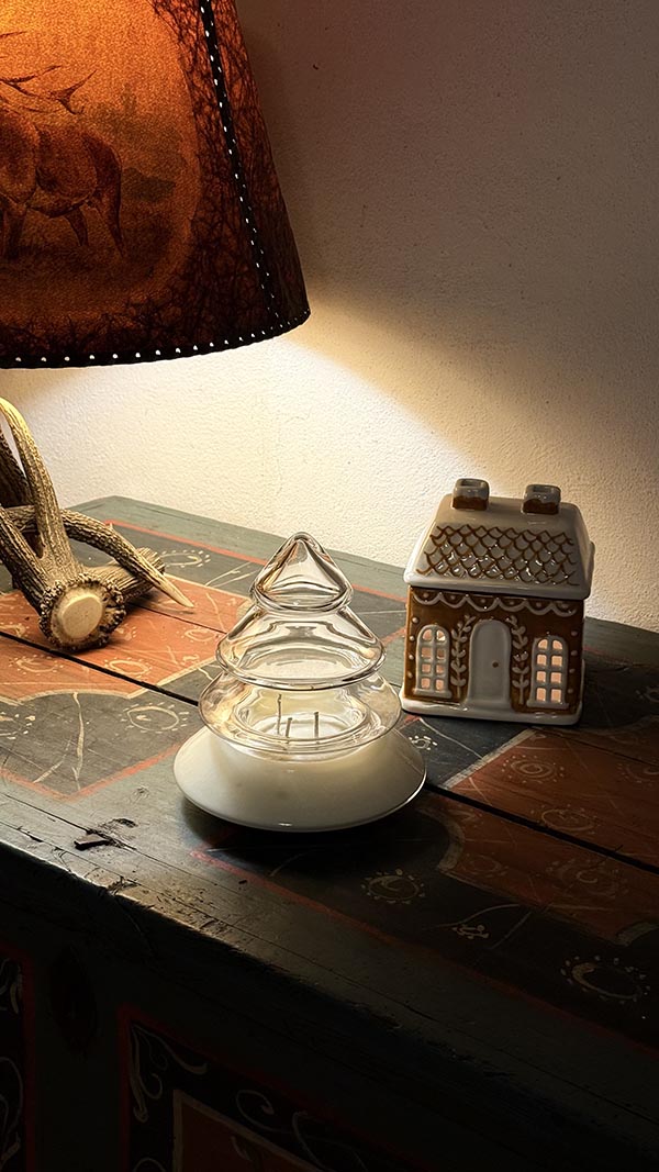 Stromeček z ručně foukaného čirého křišťálového skla se svíčkou - Obrázek 4