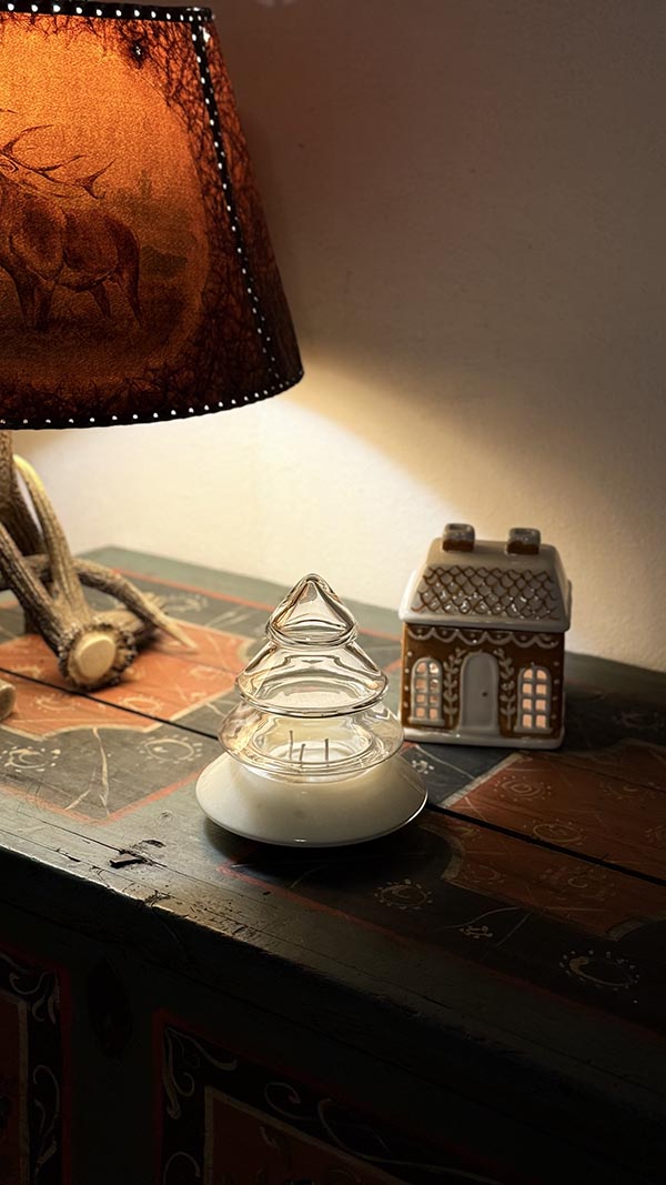 Stromeček z ručně foukaného čirého křišťálového skla se svíčkou - Obrázek 7