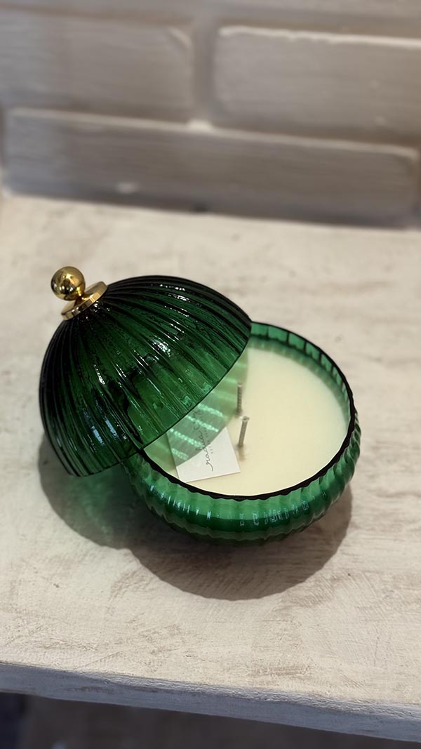 Smaragdová vánoční křišťálová koule se svíčkou - Obrázek 12