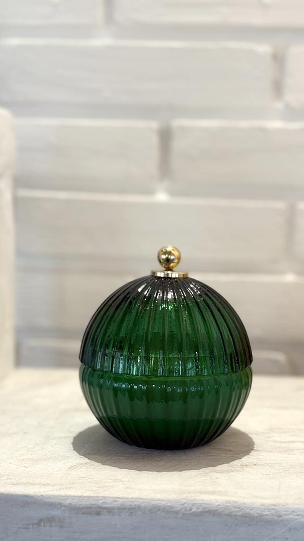 Smaragdová vánoční křišťálová koule se svíčkou - Obrázek 9