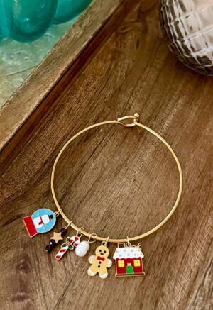 Vánoční náramek - zlatá obruč  s granátem