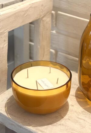 Přírodní svíčka/miska v křišťálu amber "Marie"