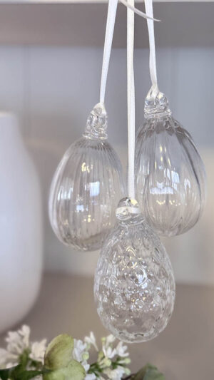 Křišťálové ručně foukané vajíčko - set 3 kusů